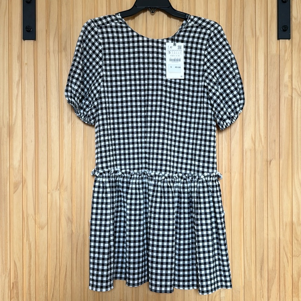 NWT - Zara gingham babydoll dress